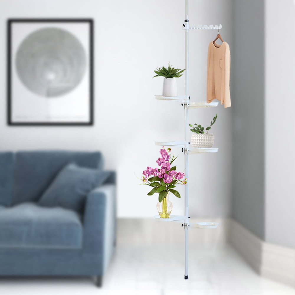 WUZSTAR 7-Layer Indoor Plant Stands, Steel Tube Floral Pot Display Rack,Flowers Hanging Rack Rod, Height Adjustable