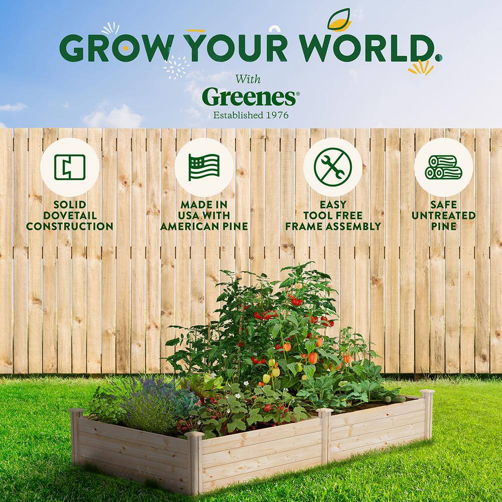 Greenes Fence 4 ft. x 8 ft. x 14 in. Original Pine Raised Garden Bed RCP12S28B