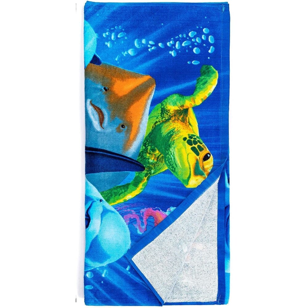 Ocean Animals Dolphin Shark Turtle Whale Selfie Super Soft Plush Cotton Beach Bath Pool Towel