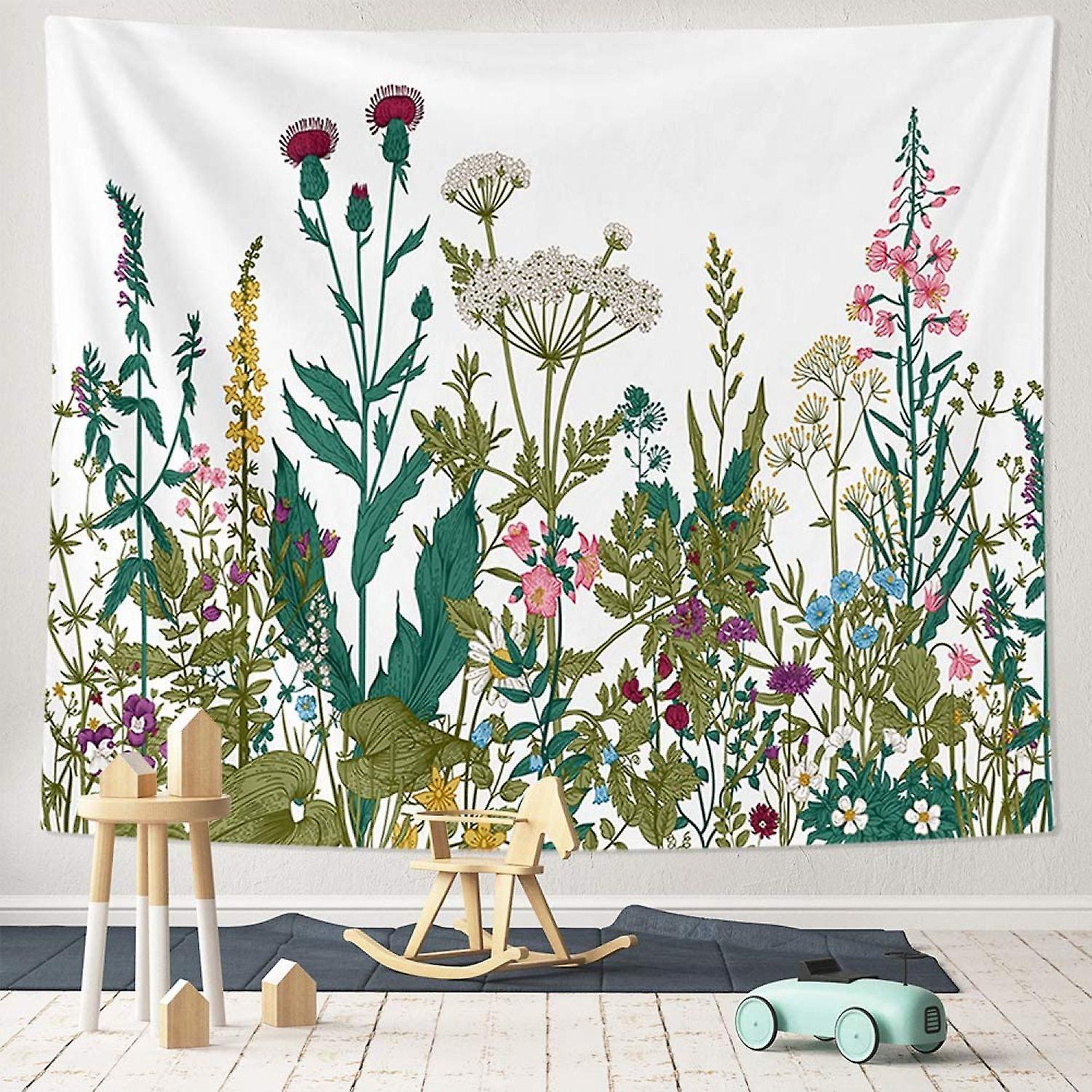 Wildflower Wall Tapestry， Bohemian Hippie Tapestry Flower Psychedelic Indian Wall Hanging Tapestry For Home Decor Bedroom Living Room， Medium 59x51 In