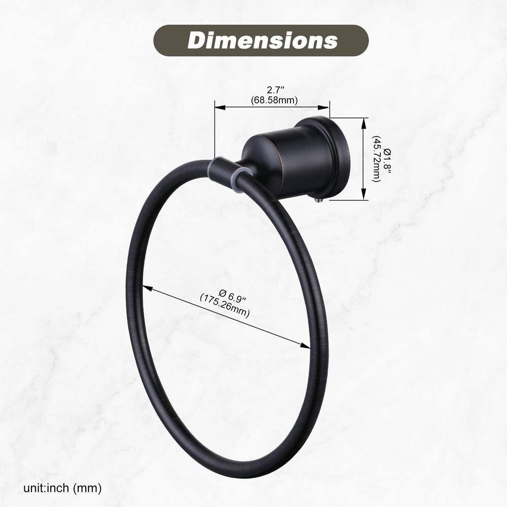 IVIGA Oil Rubbed Bronze Towel Ring for Bathroom 1-Pack Stainless Steel Kitchen Bath Towel Holder Wall Mount AR5130801RB