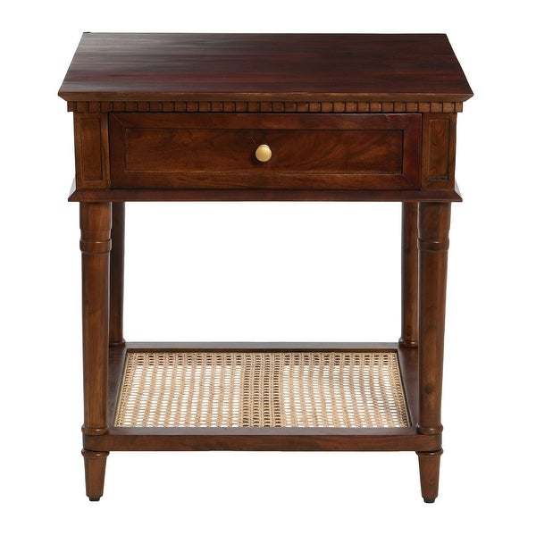 Maxwelton Acacia Wood and Cane Bed Side Table