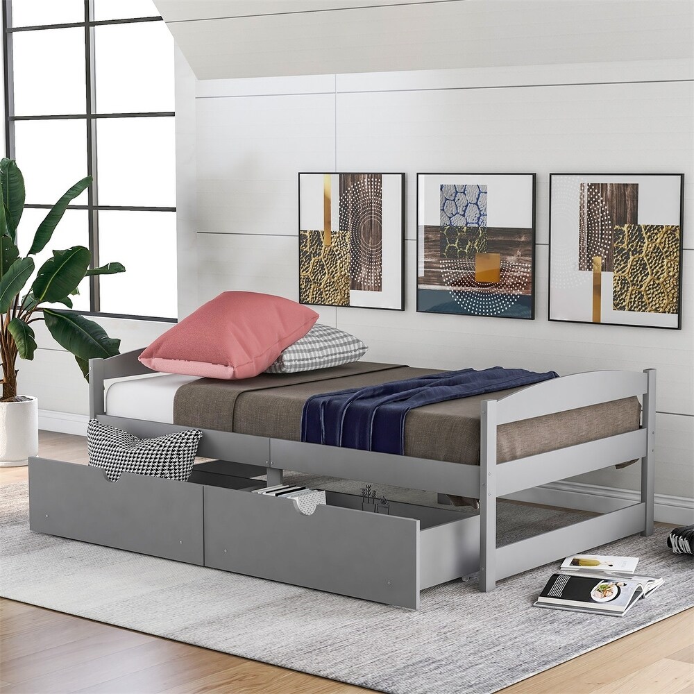 Harper   Bright Designs Twin Platform Bed with Two Drawers