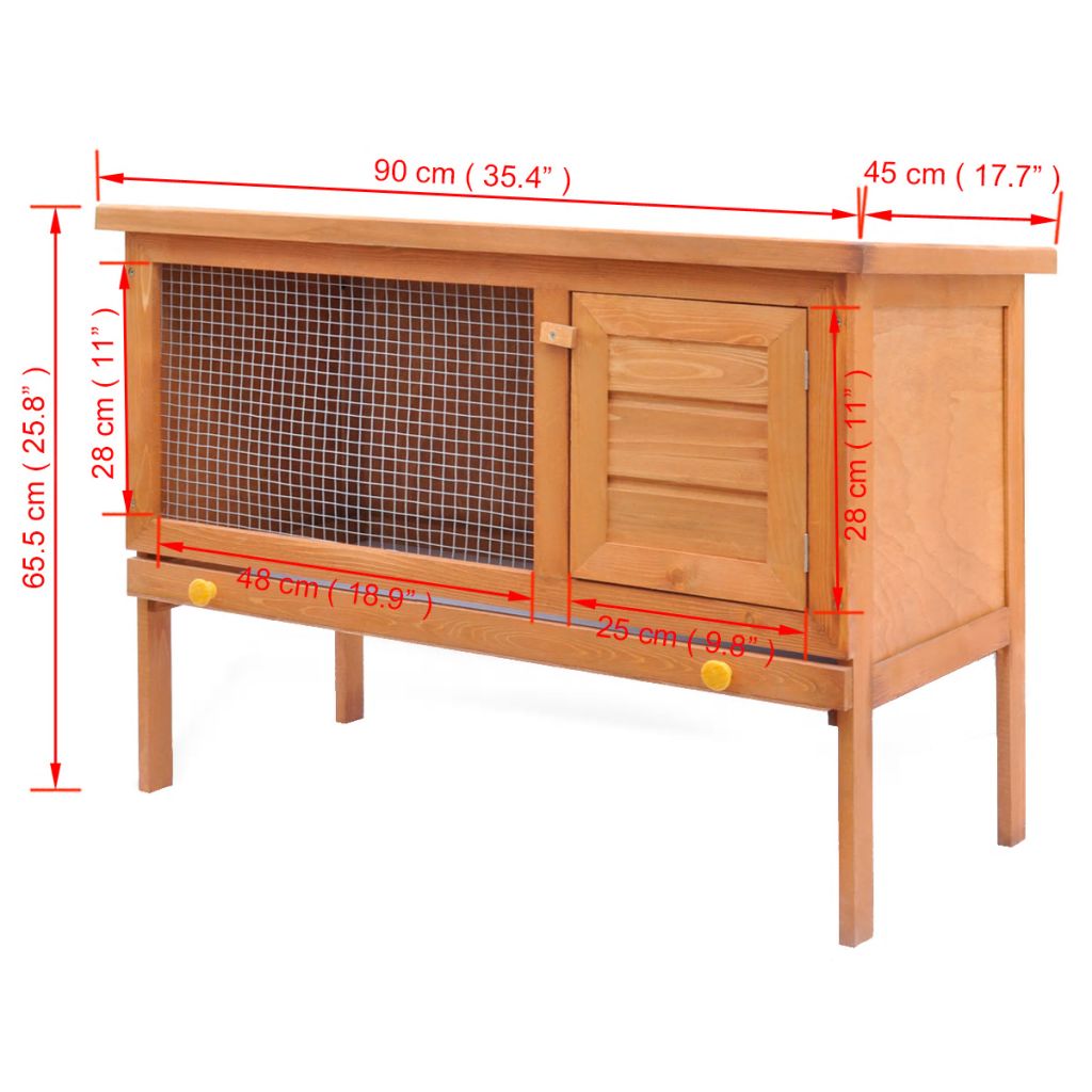 Outdoor Hutch Small Animal House Pet Cage 1 Layer Wood