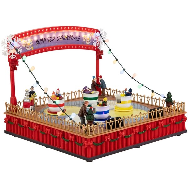 Animated and Musical Winter Carnival Teacup Ride Christmas Village Display