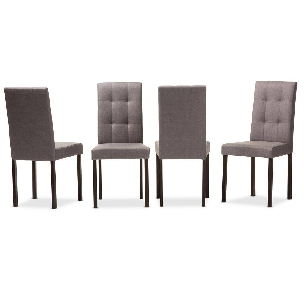 Baxton Studio Andrew 9-Grids 5-Piece Gray Fabric Upholstered Dining Set 5255-6810-HD