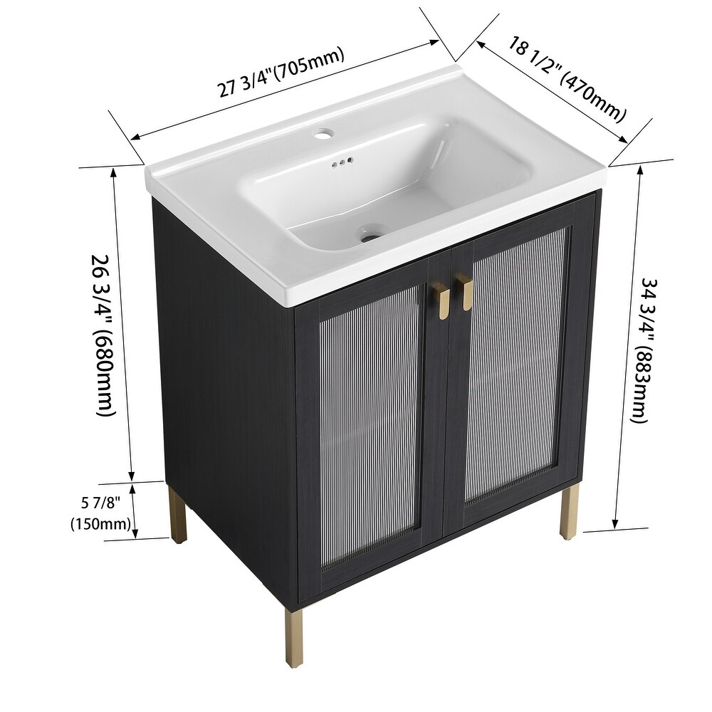 BNK 28/32 inch Freestanding Single Sink Bathroom Vanity with Soft Close Door and 1 adjustable shelf