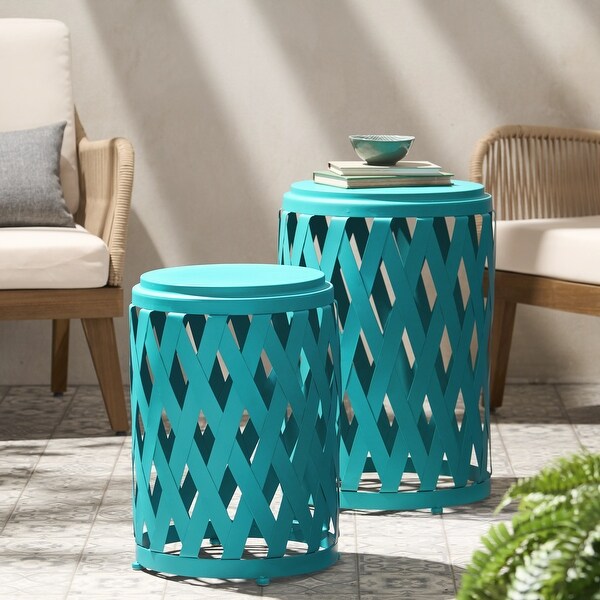 2pcs Iron Tables Lattice Design Lightweight and Stylish