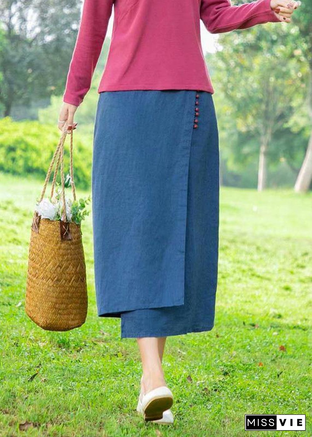 New Retro Blue irregular skirt