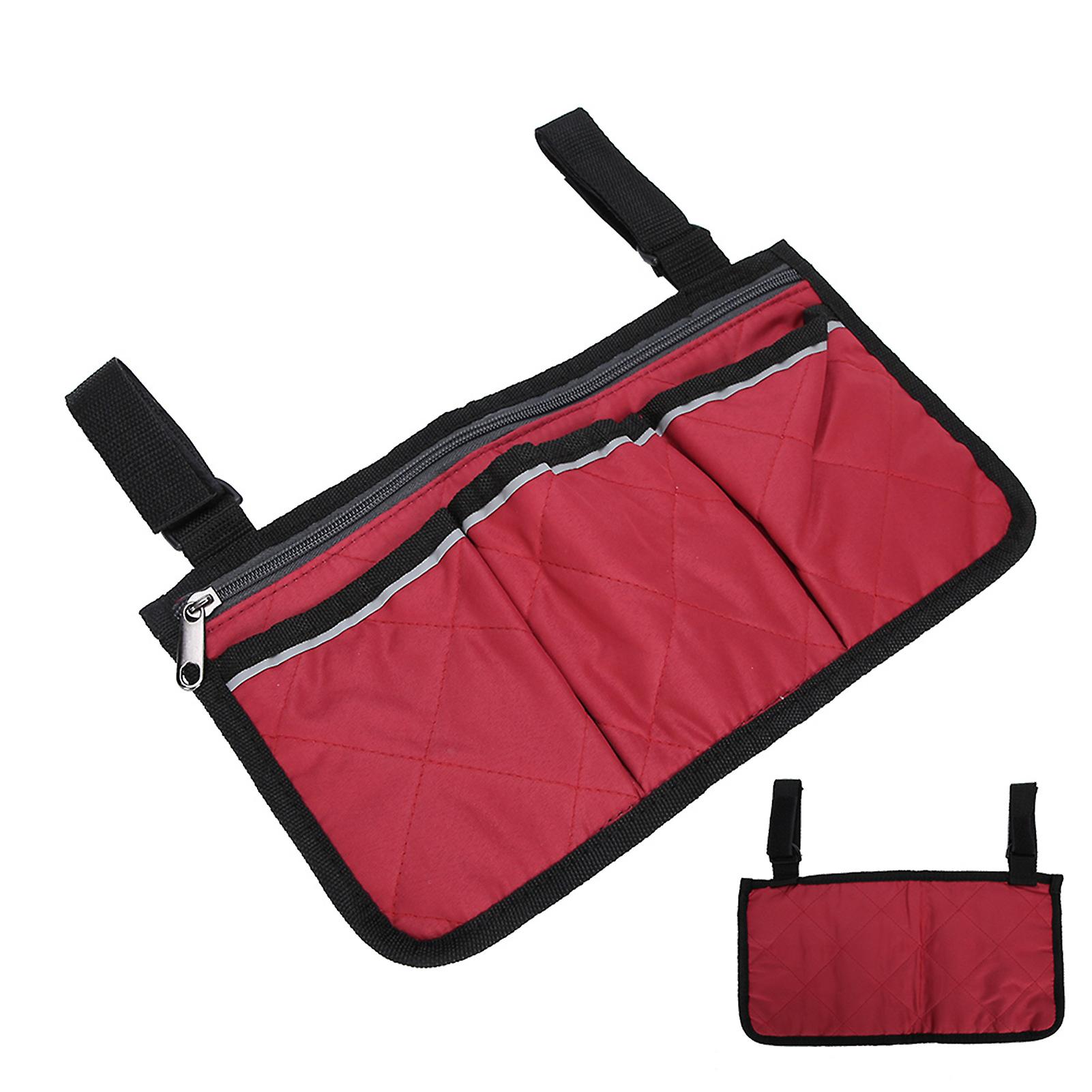 Wheelchair Bag Pouch Pockets Large Capacity Hanging Bag Storage Organizer Armrest Pouch Handy Bagred Wine