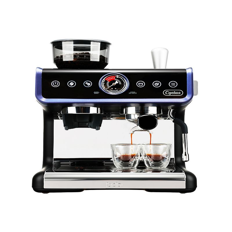 CYETUS All in One Espresso Machine for Home Barista CYK7601， Coffee Grinder， Milk Steam Frother Wand， for Espresso， Cappuccino and Latte， Black