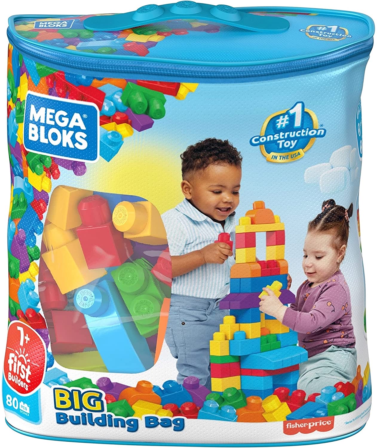 Mega Bloks First Builders Big Building Bag， Toys for Toddlers - Blue Bag