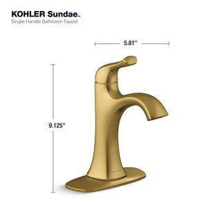 KOHLER Sundae Single Handle Single Hole Bathroom Faucet in Vibrant Brushed Moderne Brass K-R28795-4D-2MB