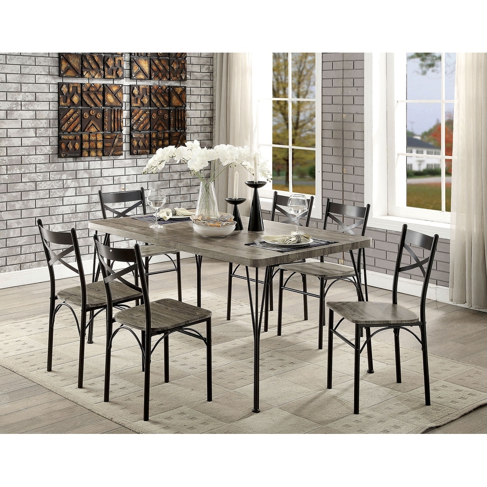 Zath Industrial Bronze Metal 7 Piece Dining Set by Furniture of America