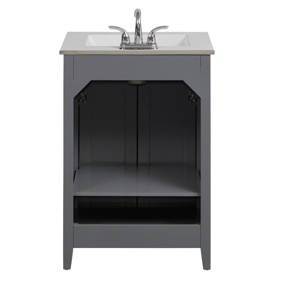 Twin Star Home 24 in. W x 18 in. D x 34 in. H Single Bathroom Vanity Top in Huron Gray with Sink Included 24BV34018-F988