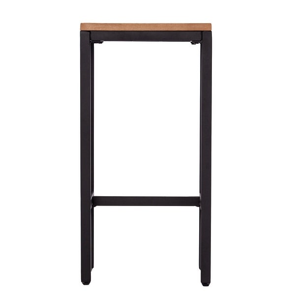 SEI Furniture Berhill Black Metal and Acacia Wood Bar Stools (Set of 2)