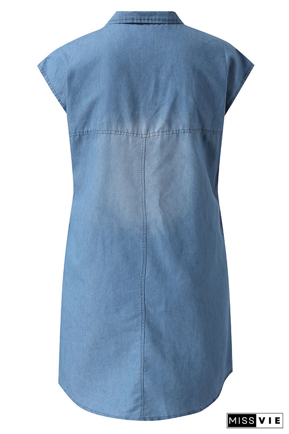 Button Down Loose Denim Dress Wholesale