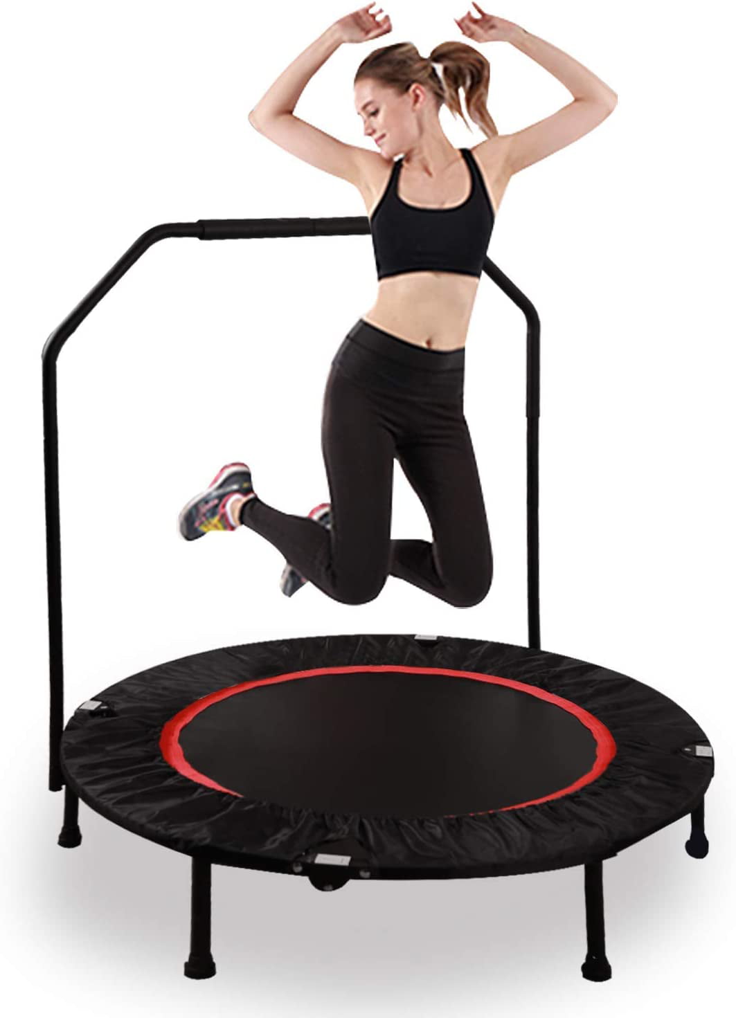 REDCAMP Mini Trampolines Rebounder for Adults, Foldable Fitness Trampoline with Adjustable Handle for Indoor/Garden/Workout