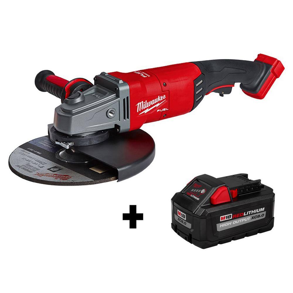 MW M18 FUEL 18V Lithium-Ion Brushless Cordless 79 in. Angle Grinder W HIGH OUTPUT XC 8.0Ah Battery 2785-20-48-11-1880