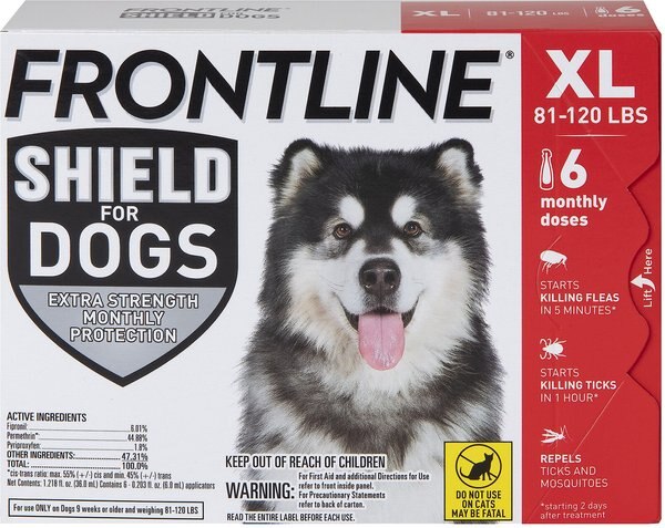 Frontline Shield Flea and Tick Treatment for Extra Large Dogs， 81 - 120 lbs