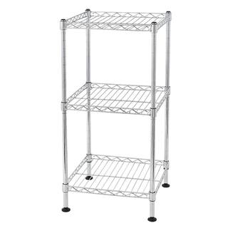 Karl home Silver 3-Tier Heavy Duty Steel Freestanding Garage Storage Shelving Unit (11.81 in. W x 24 in. H x 11.81 in. D) 302992573396