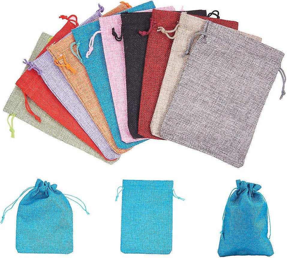 10 Color 5x7'' Burlap Bags With Drawstring， Advent Calendar Bags Linen Gift Sachets Gift Bags Jewelry Pouches Sacks Burlap Bags For Wedding Party Favo