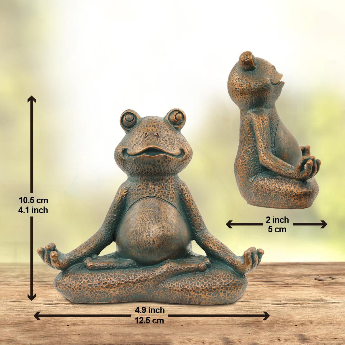 Goodeco Meditating Frog Miniature Figurine,Zen Yoga Frog Garden Statue Ornament- Indoor/Outdoor Garden Sculpture for Fairy Garden, 5 inch(Copper)