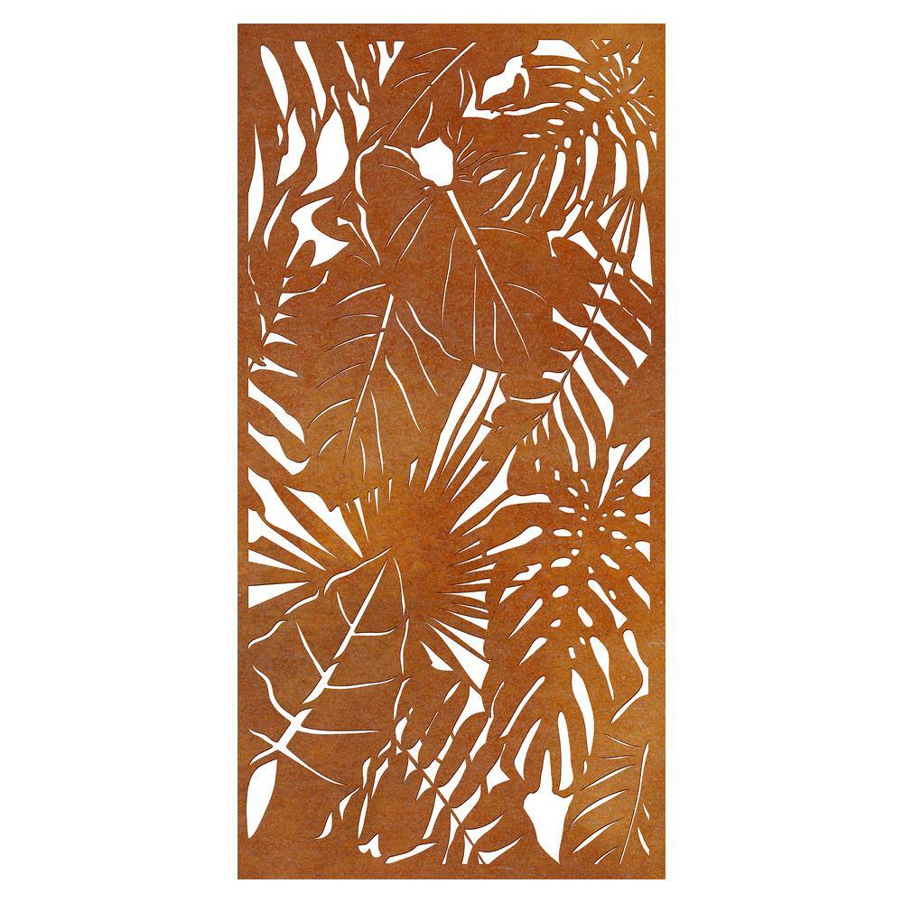 OUTDECO Rainforest 3 ft. x 6 ft. Oxy-Shield Corten Steel Decorative Screen Panel in Rust with 6-Screws OXY001