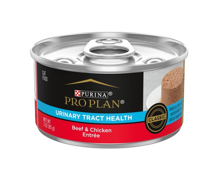 Purina Pro Plan Focus Urinary Tract Health Formula Beef  Chicken Entrée in Gravy Adult Wet Cat Food， 5.5 oz. Can