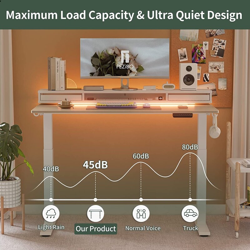 FEZIBO/Home Office Fuirniture/Wood/Standing Desk With 2 Drawers Storage /Desks