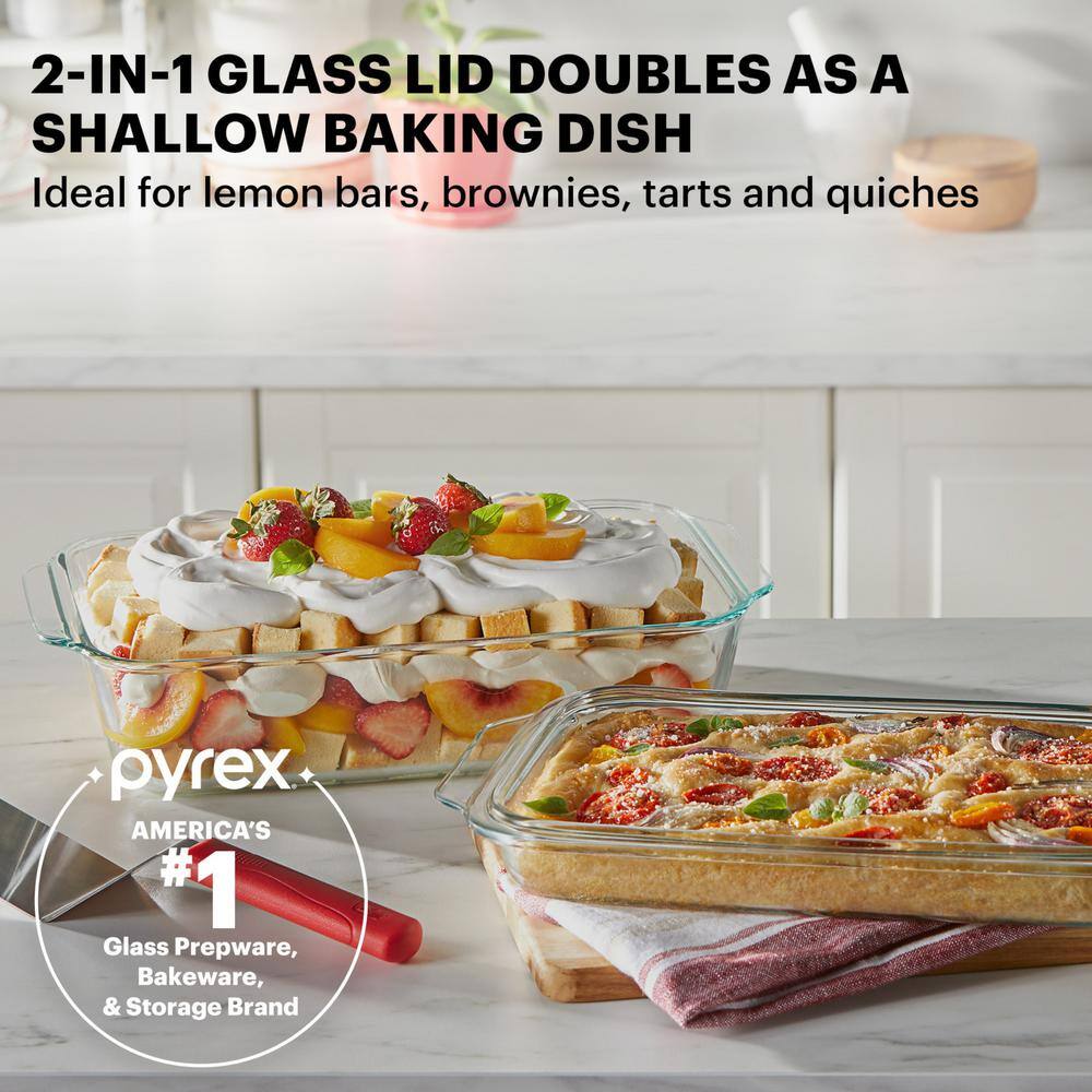 Pyrex Deep 9 in. x 13 in. 2-in-1 Glass Baking Dish with Glass Lid 1147782