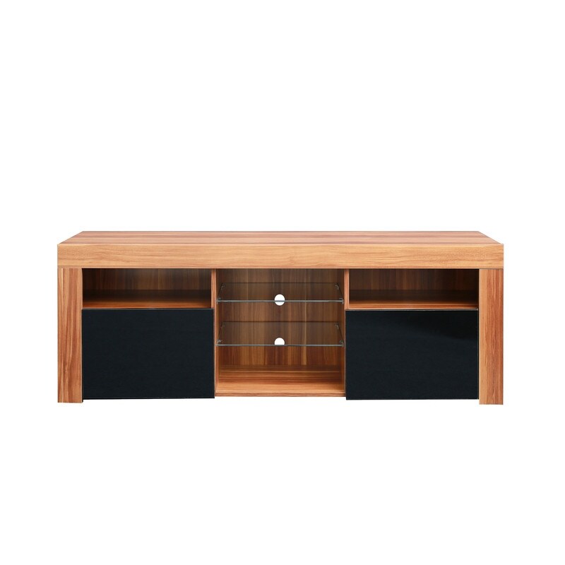 Wood LED TV Stand Media Cabinet with Doors and Shelves for 55 inch TV   58 inches in width