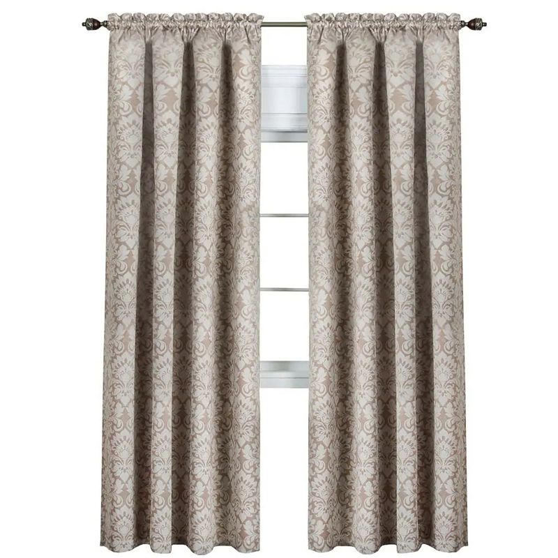 Kate Aurora Royal Living 2 Piece Rod Pocket Damask Design Light Filtering Curtain Panels