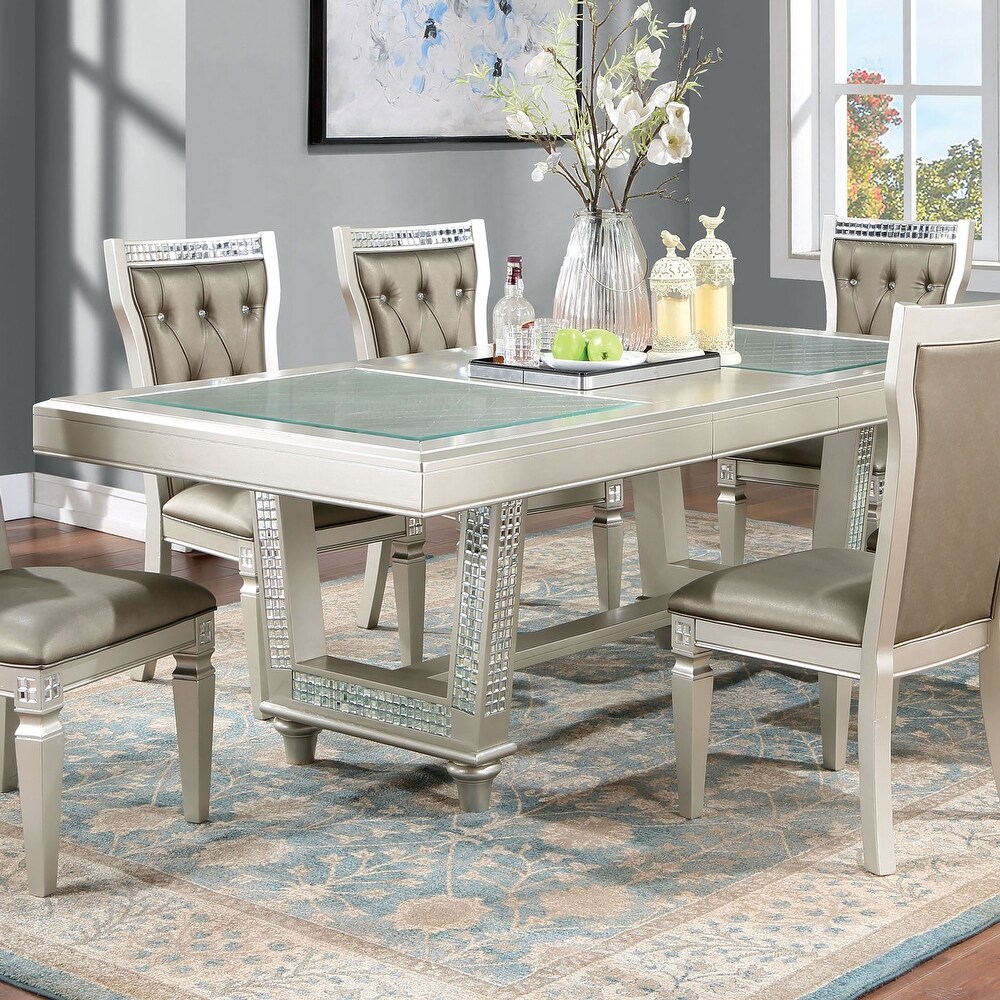 Furniture of America Medlee Glam84 inch Expandable Dining Table with Leaf