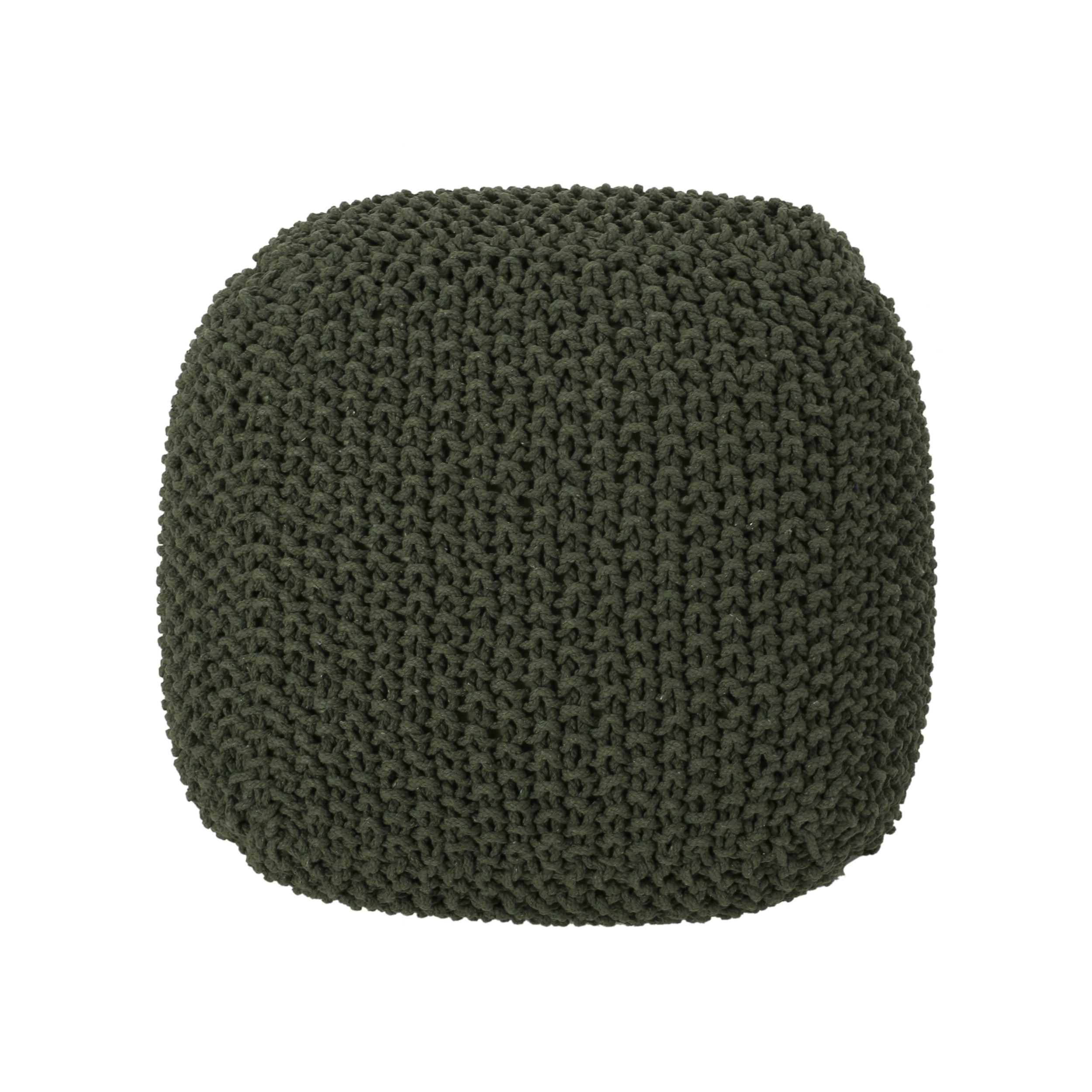 Teresa Modern Knitted Cotton Cube Pouf