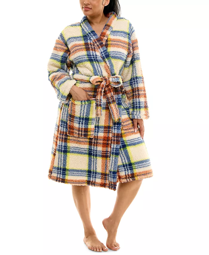 Roudelain Women's Printed Fleece Long-Sleeve Wrap Robe