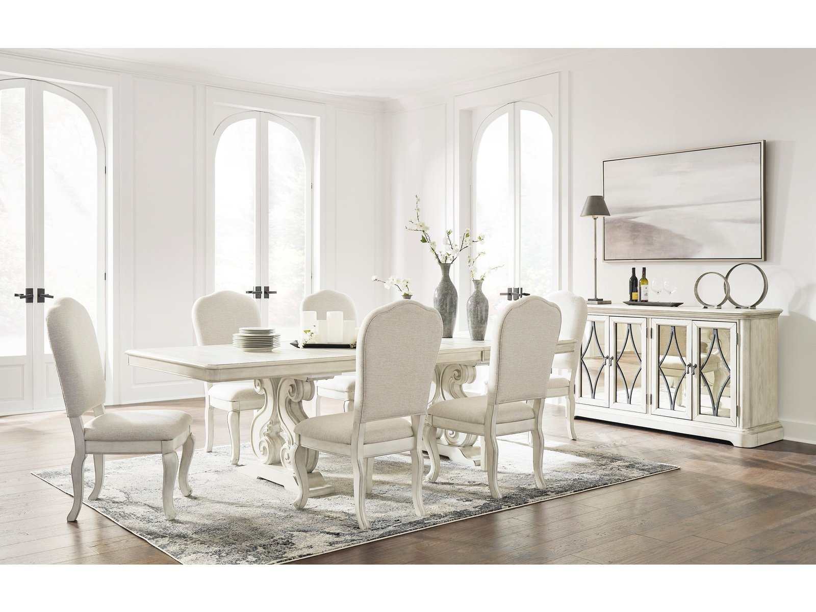 (Online Special Price) Arlendyne Antique White Dining Room Set / 7pc