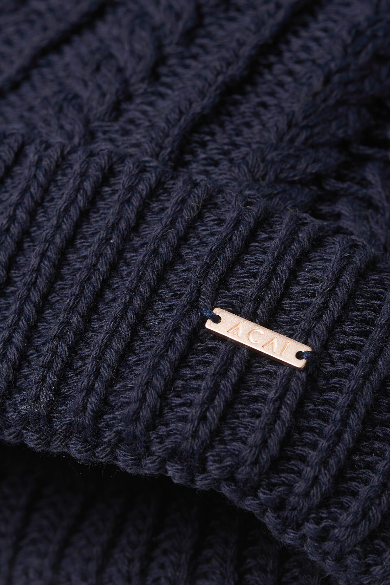 Chunky Knit Bobble Hat - Deep Navy