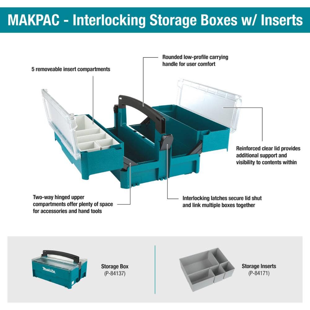 Makita MAKPAC Interlocking Storage Box with Inserts P-84137 from Makita