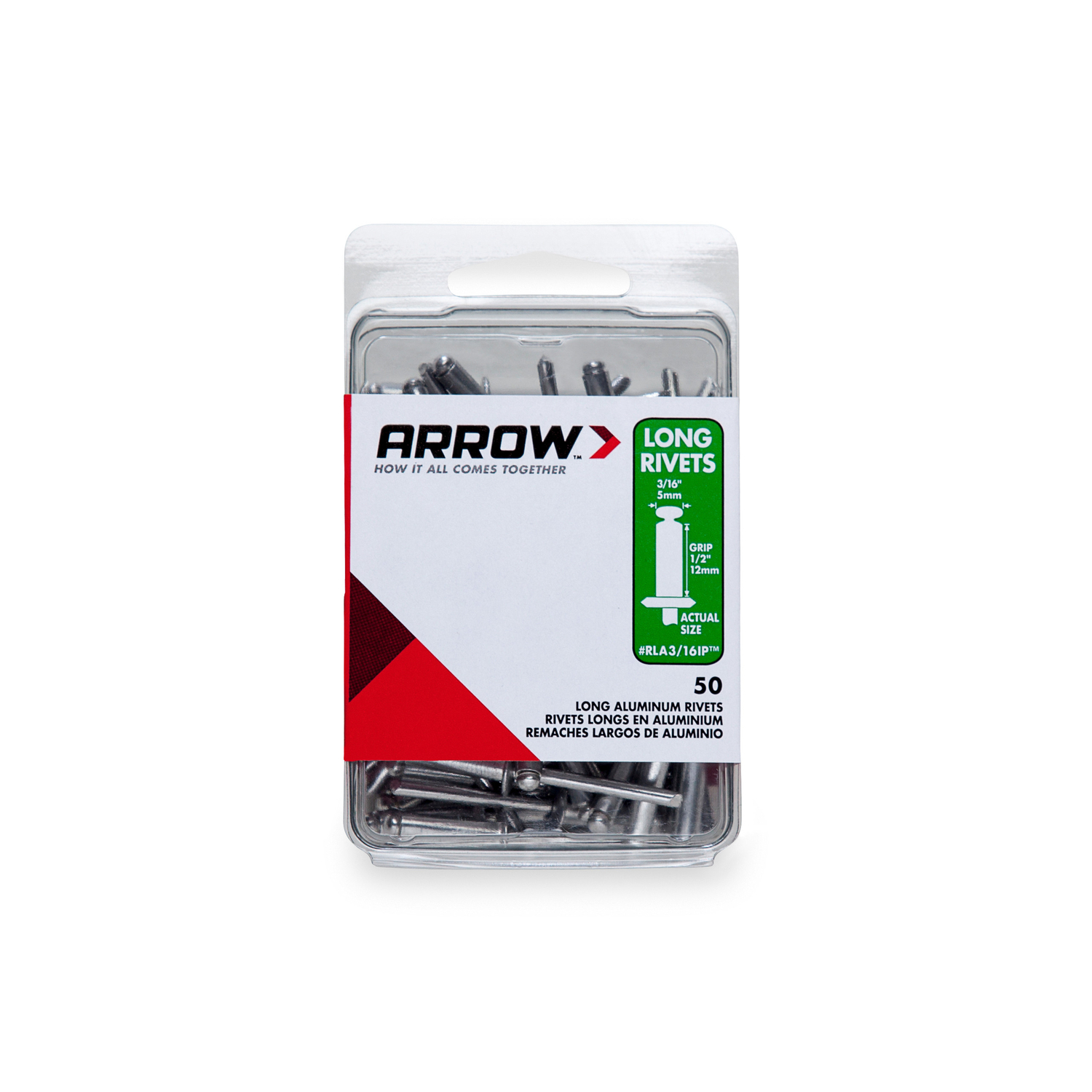 Arrow 3/16 in. D X 1/2 in. Aluminum Rivets Silver 50 pk