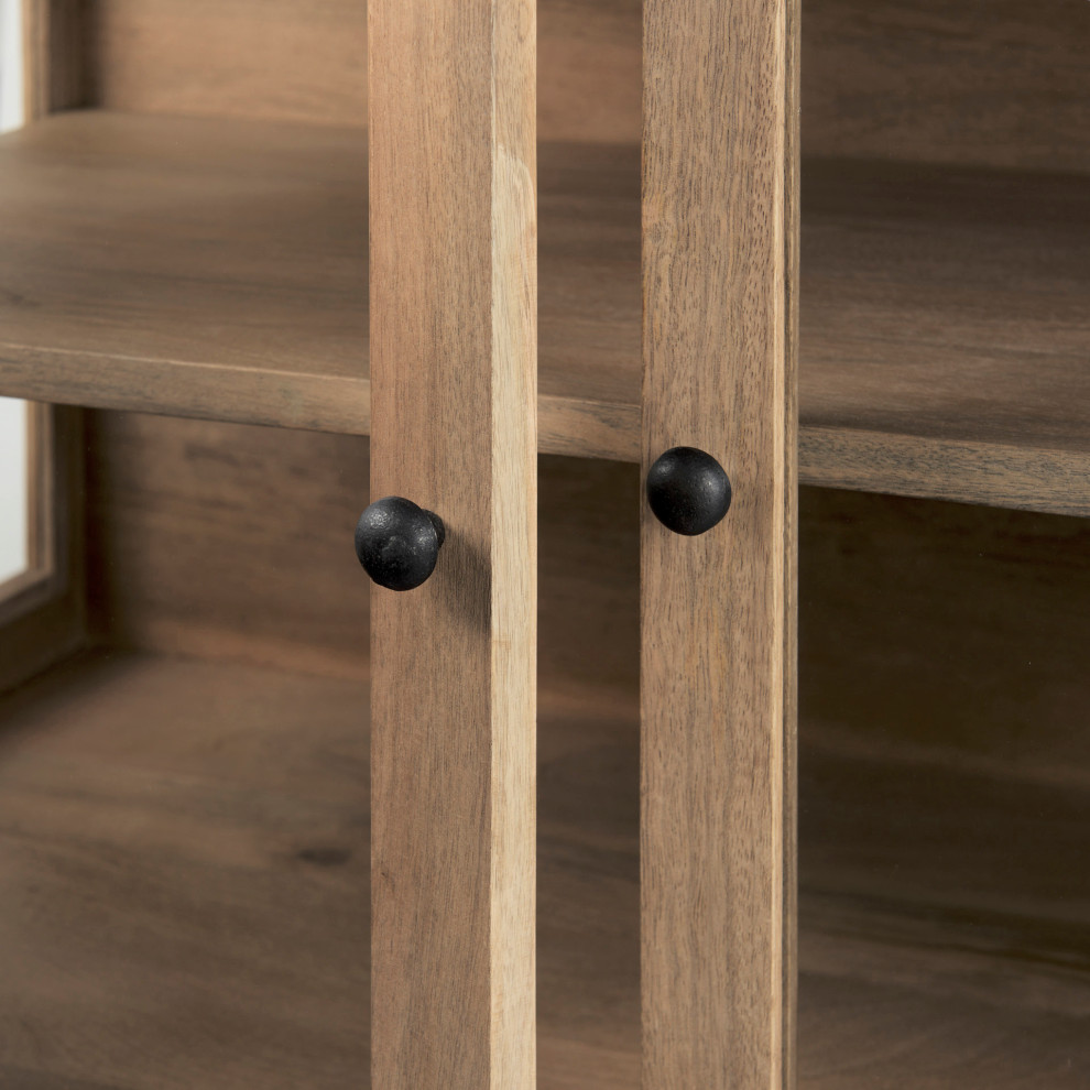 Arelius Light Brown Solid Wood with Black Metal Base Accent Cabinet   Industrial   Accent Chests And Cabinets   by Mercana  Houzz