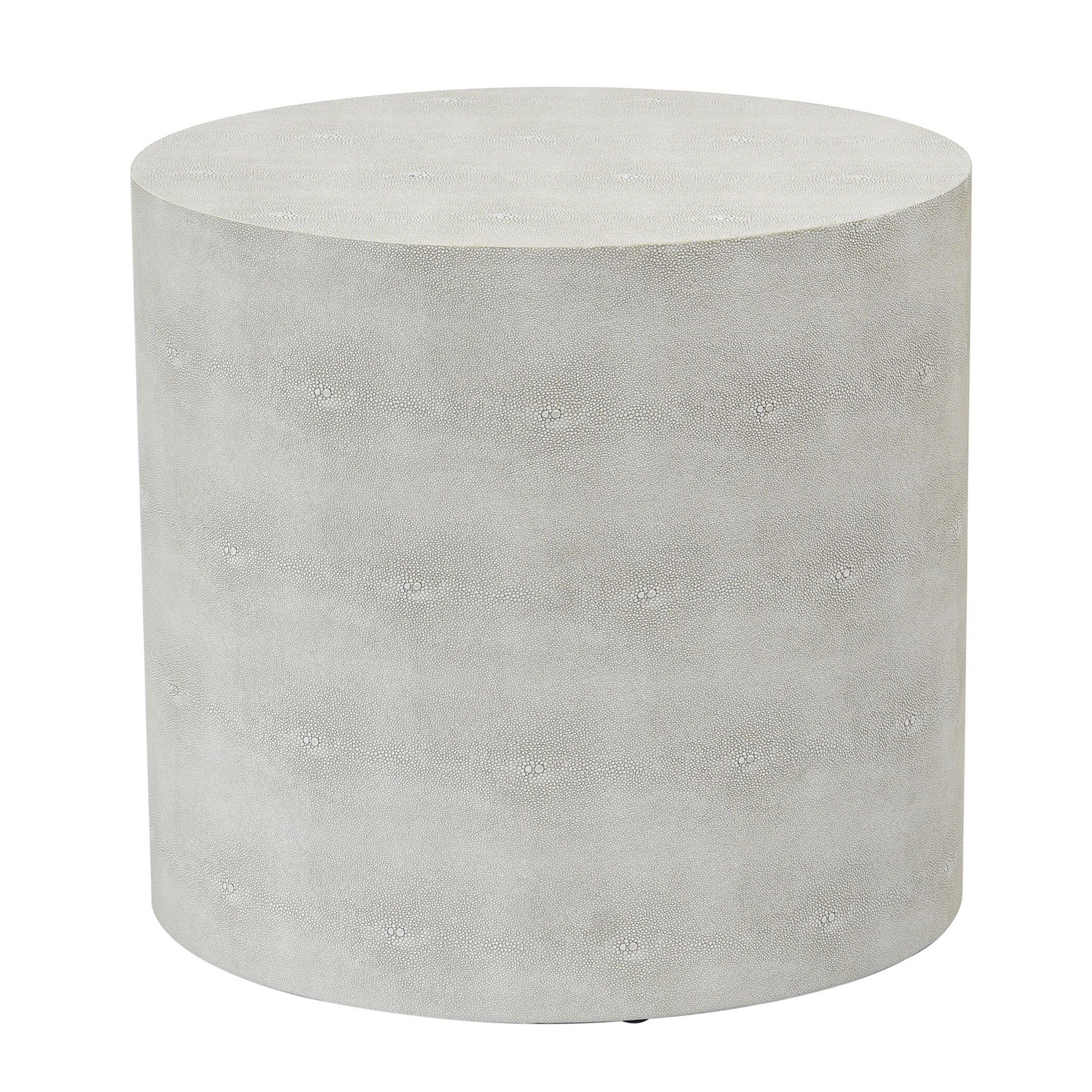 Dann Foley Lifestyle - Oval Side Table - Ivory Faux Leather Shagreen Finish