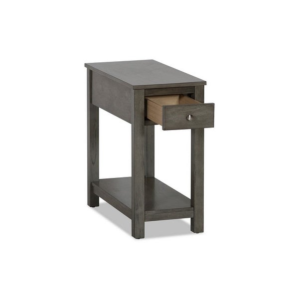 Nili 24 Inch Side End Table， Warm Gray Finish， Single Drawer and Shelf - 24 H x23.75 W x 12 L Inches