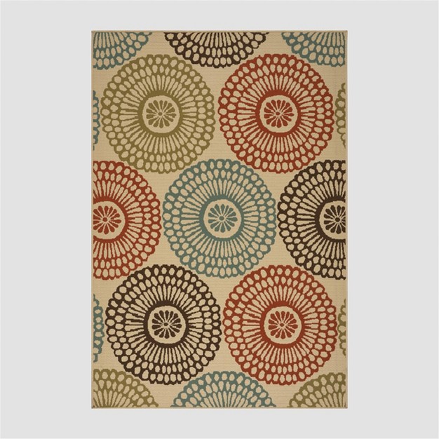 5 x27 X 8 x27 Seastar Medallion Outdoor Rug Beige blue Christopher Knight Home