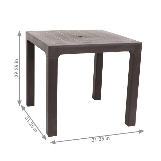 Square Polypropylene Indoor outdoor Patio Dining Table Brown