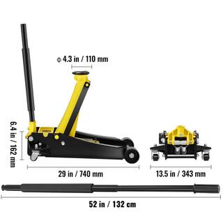 VEVOR 4-Ton 8800 lbs. Floor Jack Low Profile Racing Floor Jack with Dual Pistons Quick Lift Pump Lifting 3.94 in. to 20.98 in. SGWSQJDTSGK4TBCP9V0