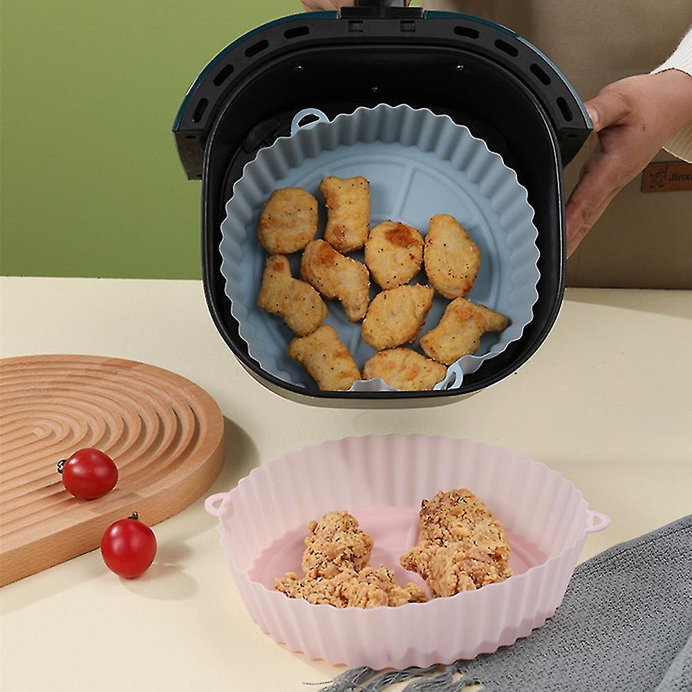 Silicone Pot Fryers Oven Baking Tray For Pizza Fried Chicken Accessories Round Pan Mat Blue