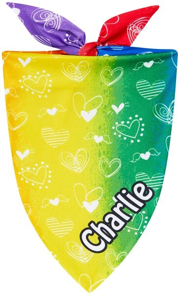 Frisco Rainbow Hearts Personalized Dog and Cat Bandana