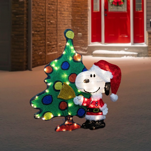 Led Lighted Peanuts Snoopy And Christmas Tree Outdoor Decoration Clear Lights