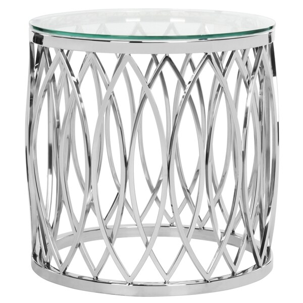 SAFAVIEH Couture High Line Collection April Glass Top Chrome End Table - 20